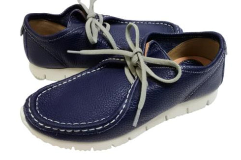 【arui_toe 3590 ネイビー】本革コンフォートモカシン靴紐シューズ